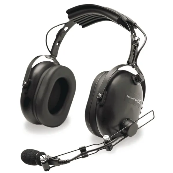 Flightcom 4DX Classic Headset: dual aviation jack - passive - straight cable for airplane pilots | BAYO