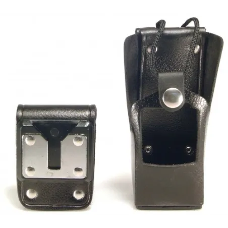 Housse cuir avec clip pivot métal et fenêtre plastique