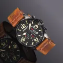 Torgoen T16 Brown/Black Watch for airplane pilots | BAYO