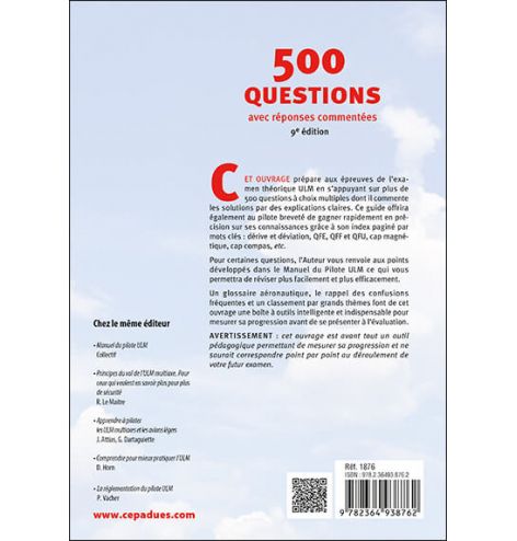 500 questions avec réponses commentées (pilotes ULM) préface