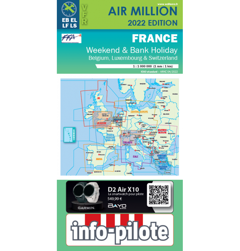 Carte VFR AIRMILLION France Weekend & Bank Holiday Carte VFR AIRMILLION France Weekend & Bank Holiday