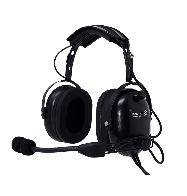 Casque Flightcom 4DX Classic : double jack aviation - passif - câble droit