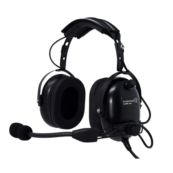 Flightcom 4DX Classic Headset: dual aviation jack - passive - straight cable for airplane pilots | BAYO