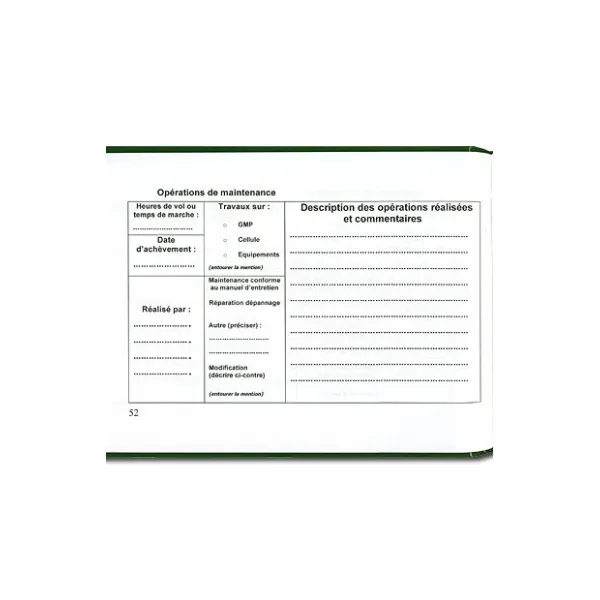 Carnet de route et entretien pour ULM