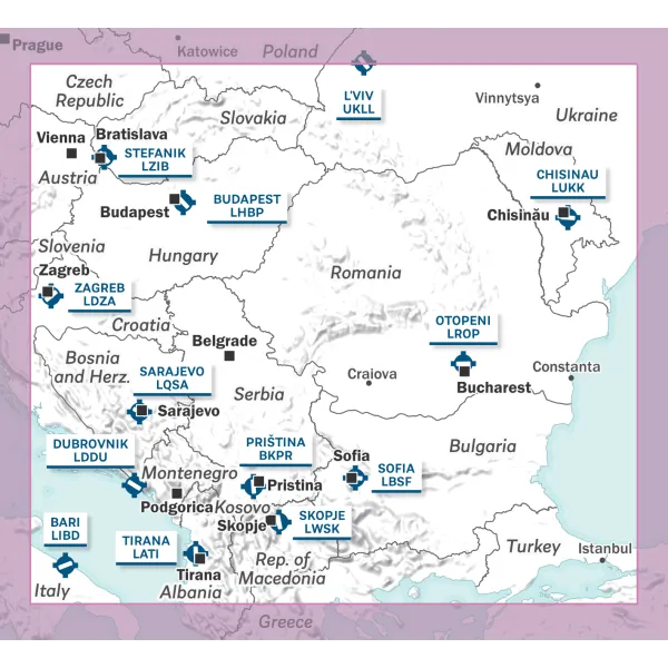 Carte VFR AIRMILLION Europe de l'Est 2025 Echelle de 1 1000000