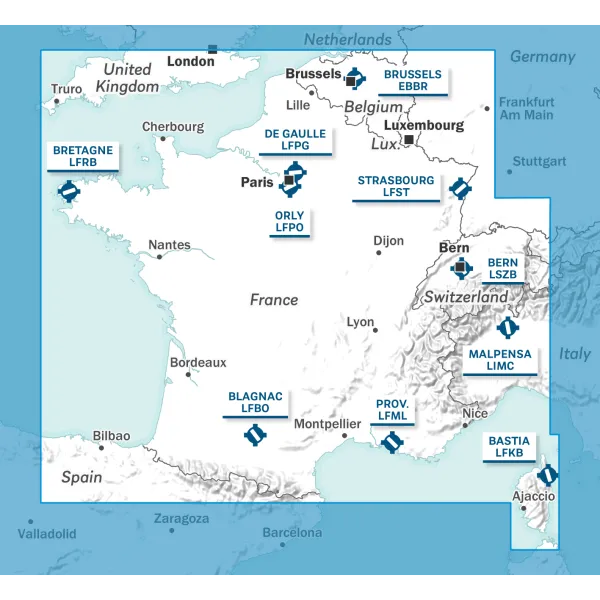 Carte VFR AIRMILLION France Belgique Luxembourg et Suisse 2025 Echelle de 1 1000000