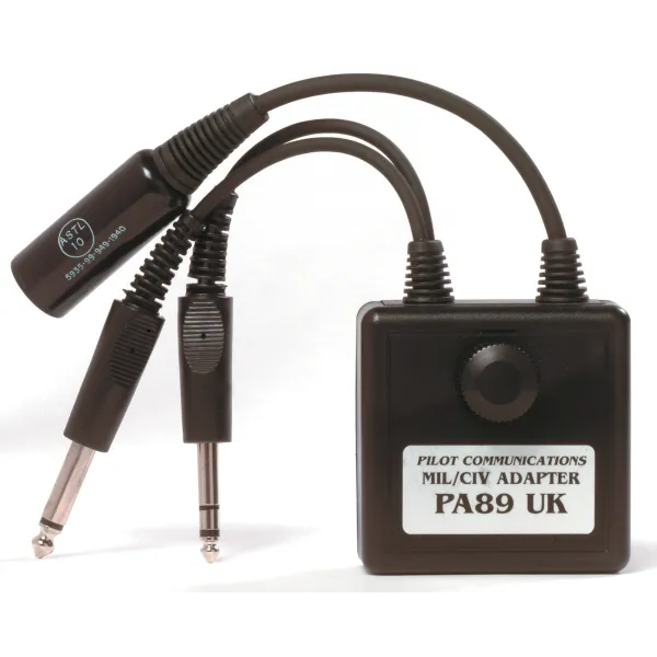 Low Impedance Helicopter Headset Adapter Female NATO UK to High Impedance Dual Male Aviation Jacks for airplane pilots | BAYO