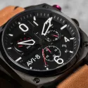 HAWKER HUNTER Retrograde Chronograph CHARCOAL EMBER BROWN for airplane pilots | BAYO