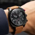 HAWKER HUNTER Retrograde Chronograph CHARCOAL EMBER BROWN for airplane pilots | BAYO