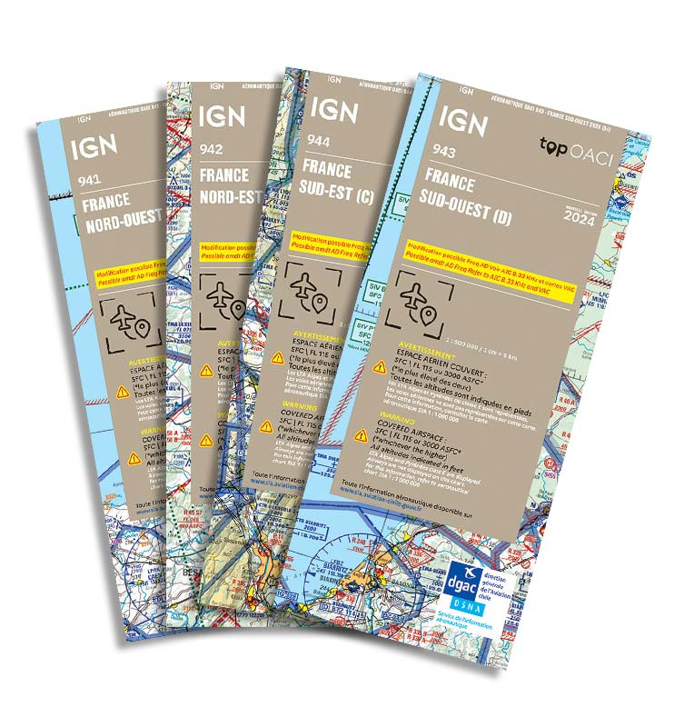 Pack de cartes 2024 IGN OACI VFR Régionales Standards