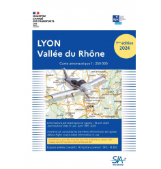 Carte VFR  2024 SIA Lyon Vallée du Rhône au 1:250000
