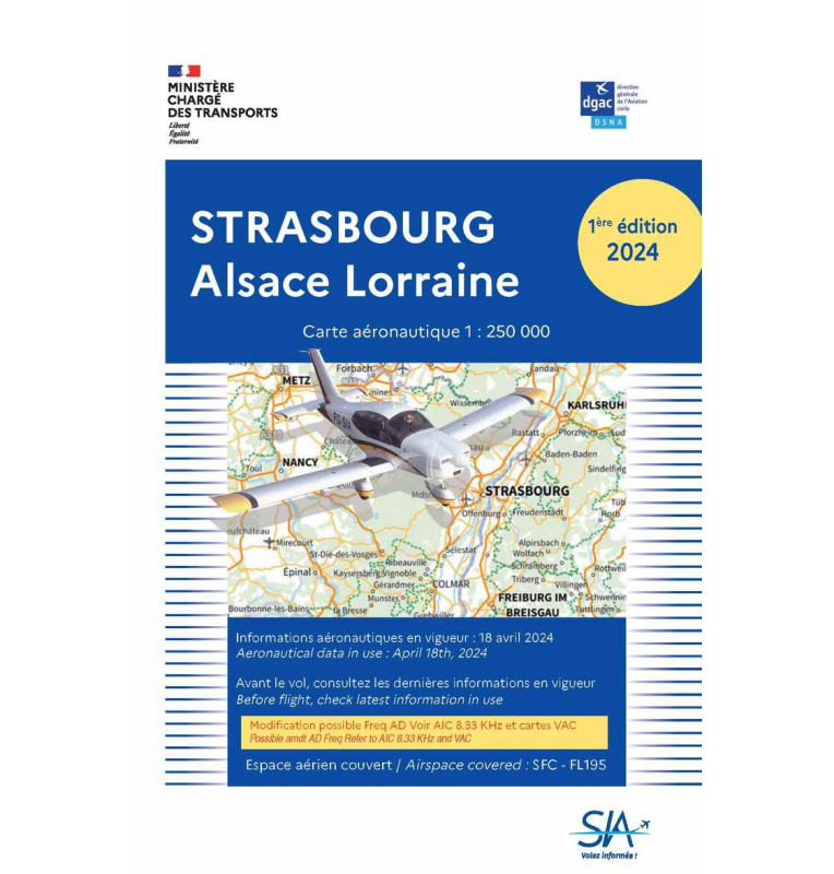 Carte VFR SIA Strasbourg Alsace Lorraine au 1:250000