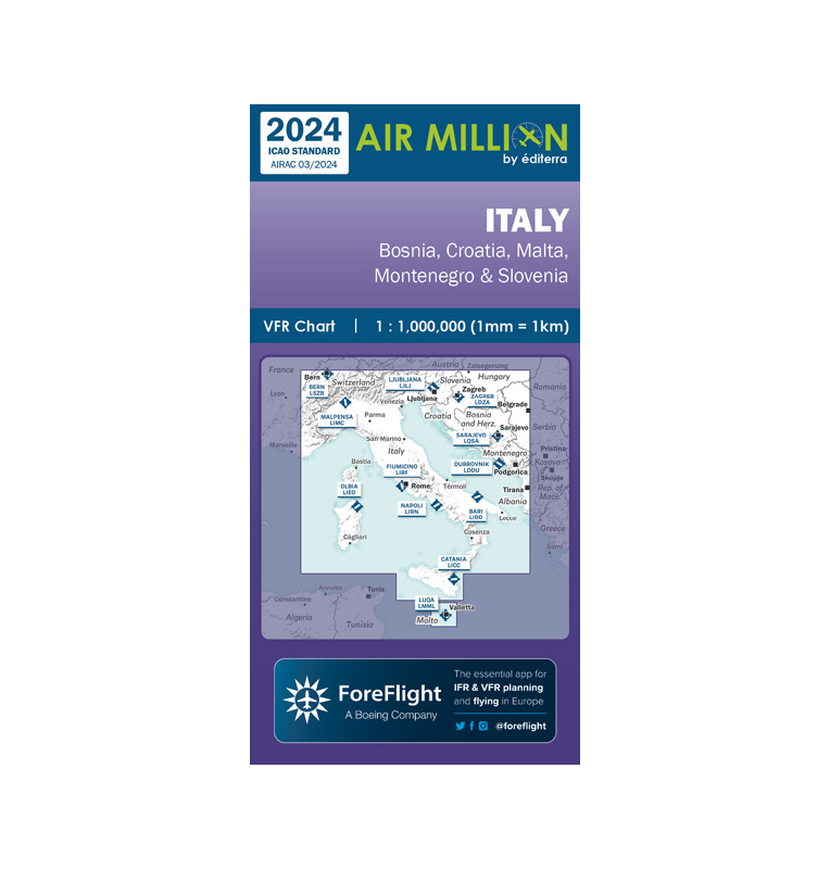 Italie | Carte VFR AIRMILLION 2023