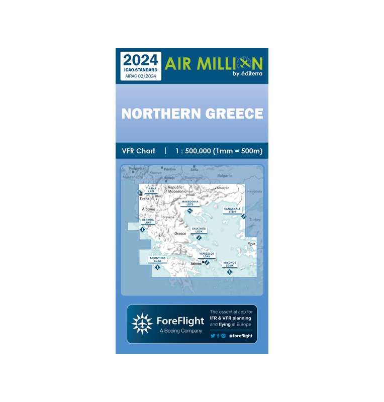 Carte 2024 VFR AIRMILLION ZOOM Grèce Nord