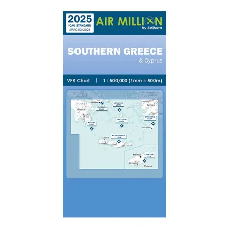 Carte VFR AIRMILLION Sud de la Grèce 2025 Echelle de 1 500000