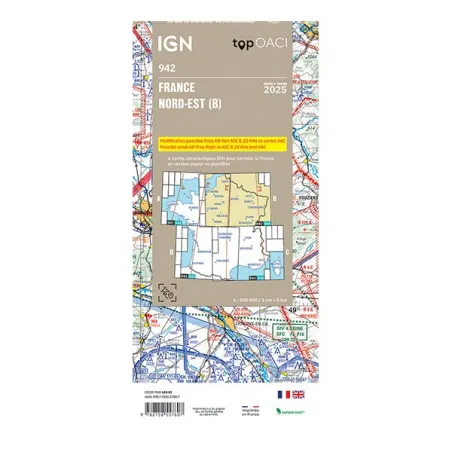Cartes 2025 Nord-Est IGN OACI VFR Régionales verso Echelle 1 500000