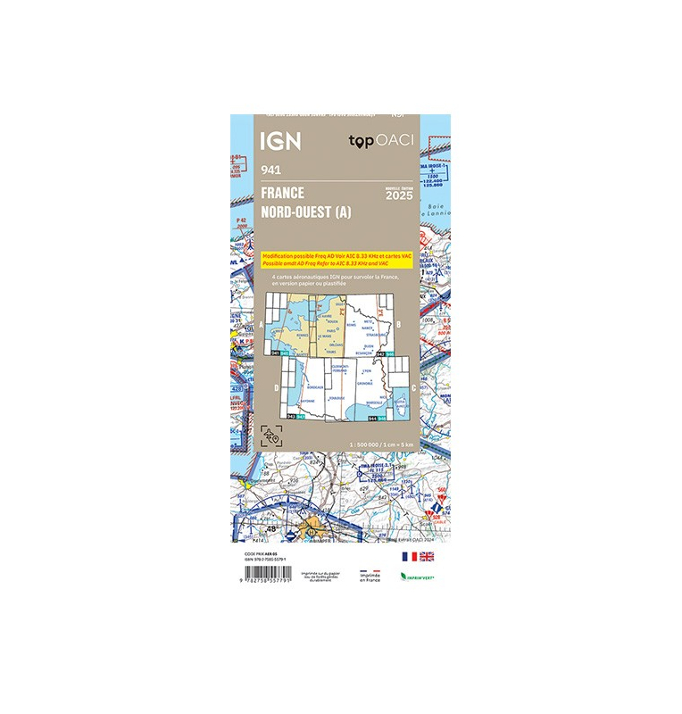 Cartes 2025 Nord-Ouest IGN OACI VFR Régionales verso Echelle 1 500000 Cartes 2025 Nord-Ouest IGN OACI VFR Régionales verso Echelle 1 500000