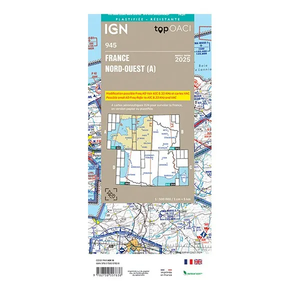 Laminated 2024 IGN ICAO VFR Regional Charts for airplane pilots | BAYO
