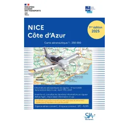 VFR SIA Chart Nice Côte d'Azur 1:250,000 for airplane pilots | BAYO