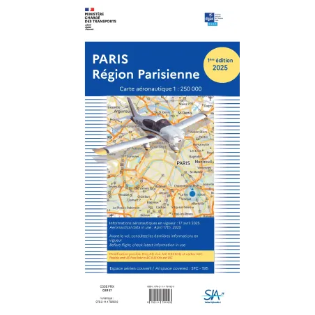 Carte VFR SIA Région Parisienne au format 1:250000 édition 2025