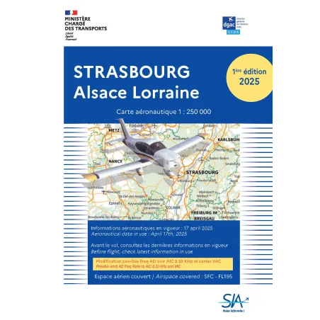 VFR SIA Chart Strasbourg Alsace Lorraine 1:250000 for airplane pilots | BAYO