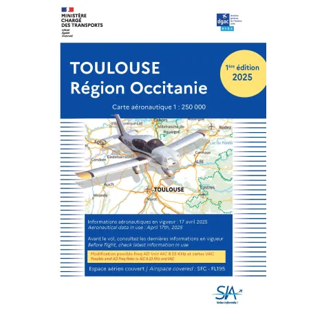 Carte VFR SIA 2025 Toulouse Région Occitanie au format 1:250000