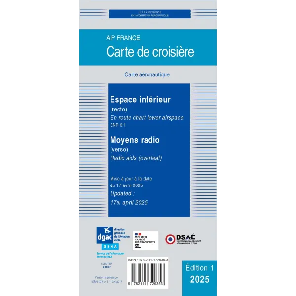 SIA cruise chart (Lower airspace and radio means) at 1:2000000 - Edition 2020 for airplane pilots | BAYO