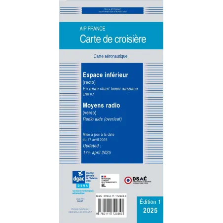 Carte de croisière SIA édition 2025 Espace inférieur et Moyens radio