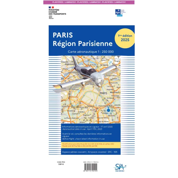 VFR SIA Chart Paris Region 1:250,000 for airplane pilots | BAYO