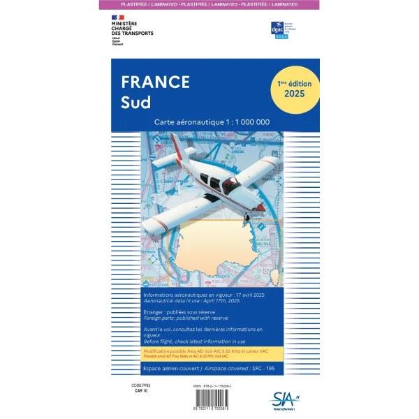 VFR SIA Chart South of France 1:1 000 000 for airplane pilots | BAYO