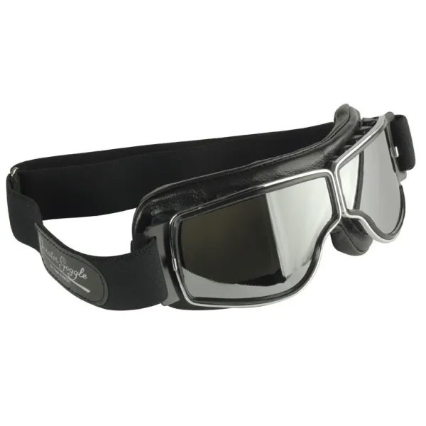 Aviator Goggle Glasses Black Leather with prescription lens slots for airplane pilots | BAYO