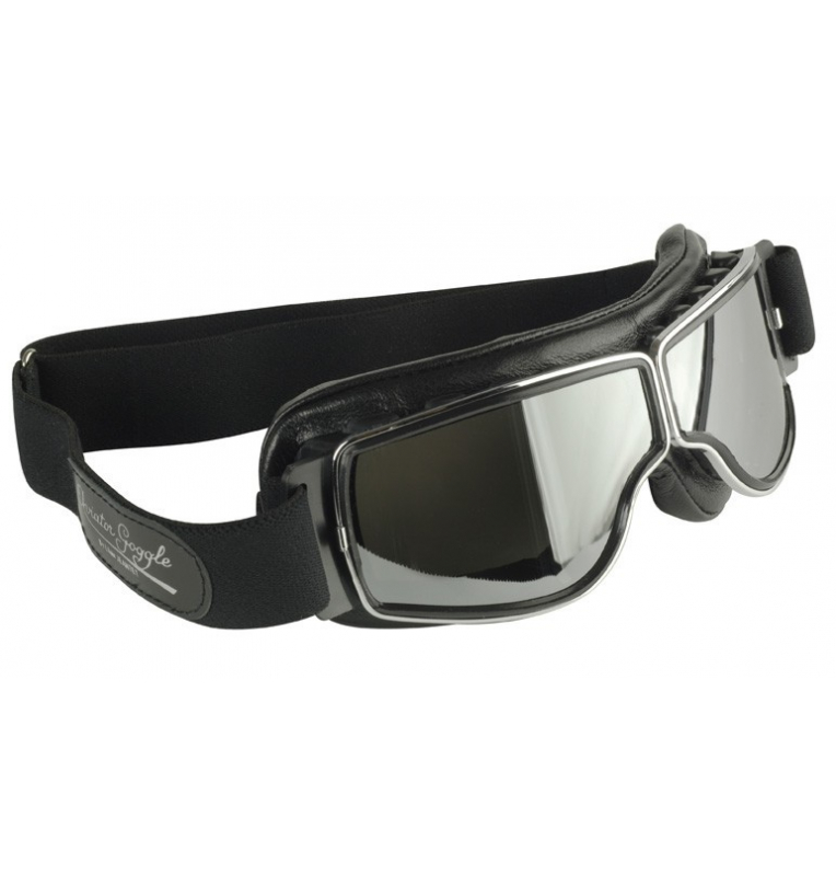 Lunettes Aviator Goggle Cuir noir avec passages de lunettes de vue  - 1