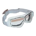 Aviator Goggle Glasses White Leather with prescription lens slots for airplane pilots | BAYO