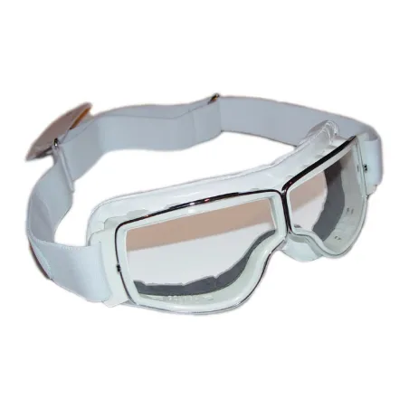 Lunettes Aviator Goggle Cuir blanc avec passages de lunettes de vue