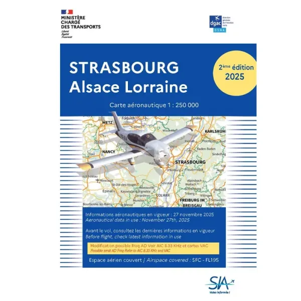 SIA VFR Chart – Strasbourg Alsace Lorraine, Second Edition 2025, 1:250,000 Scale