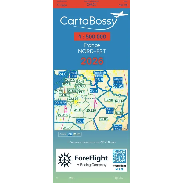 Carte aéronautique VFR CartaBossy régionales Echelle 1 : 500 000