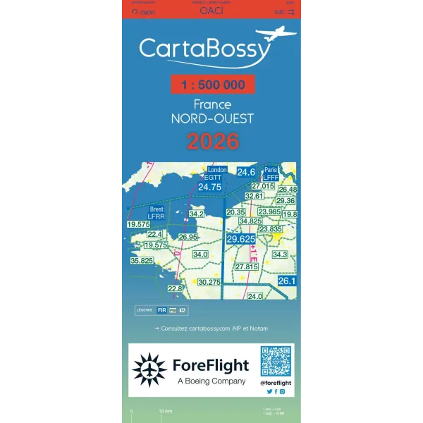CartaBossy Regional VFR Aeronautical Charts, Scale 1:500,000