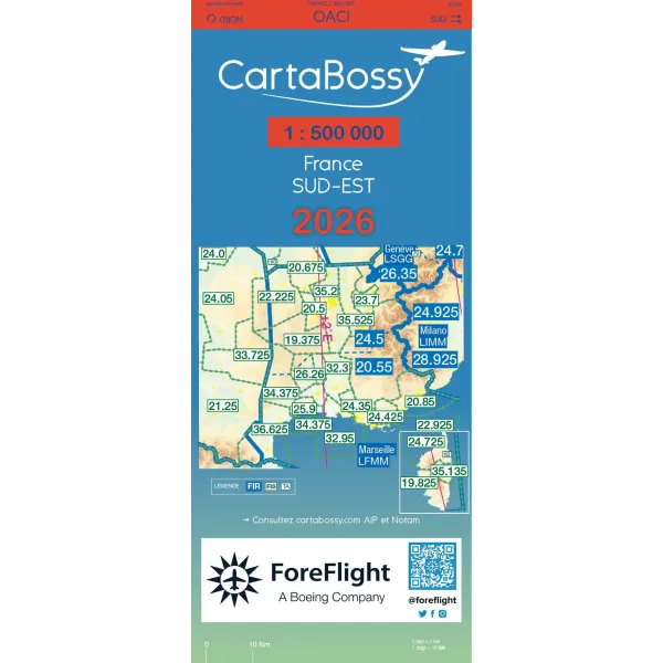 CartaBossy Regional VFR Aeronautical Charts, Scale 1:500,000