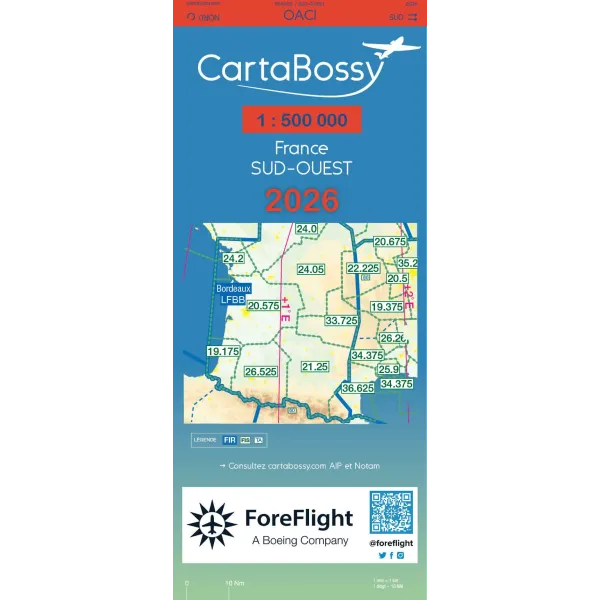 CartaBossy Regional VFR Aeronautical Charts, Scale 1:500,000