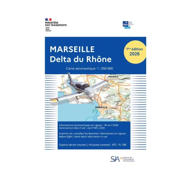 Carte VFR SIA première édition 2026 Marseille Delta du Rhône format 1:250000
