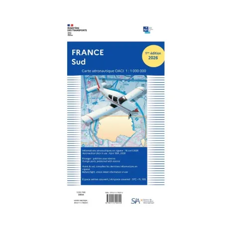 Carte VFR SIA Sud de la France au format 1:1 000 000 première édition 2026