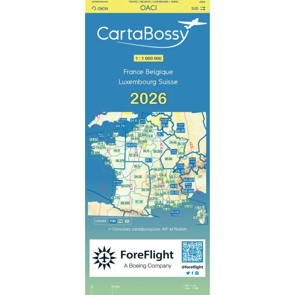 France 2025 | Carte VFR CartaBossy France Belgique Luxembourg Suisse Echelle 1 1000000