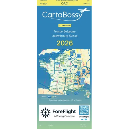 France 2026 | Carte VFR CartaBossy France Belgique Luxembourg Suisse Echelle 1 1000000