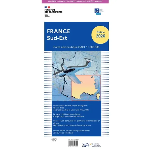 Laminated OACI VFR South East Map - 2026 Edition