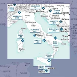 Carte ouverte VFR AIRMILLION Italie Bosnie Croatie Malte Monténégro et Slovénie 2026 Echelle de 1 1000000