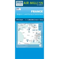 Carte VFR AIRMILLION France Belgique Luxembourg et Suisse 2026 Echelle de 1 1000000