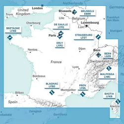 Carte ouverte VFR AIRMILLION France Belgique Luxembourg et Suisse 2026 Echelle de 1 1000000
