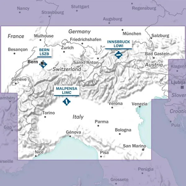 Open AIRMILLION VFR Chart The Alps 2026 Scale 1:500,000