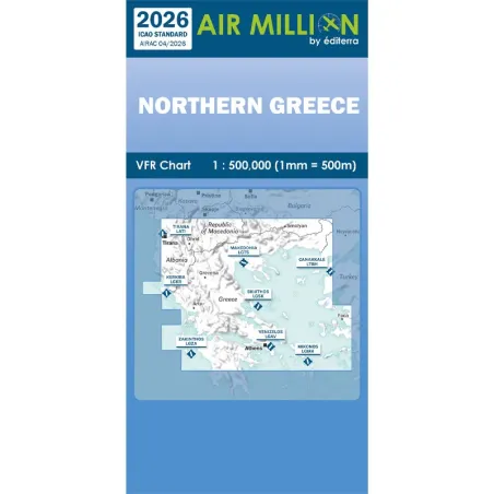 AIRMILLION VFR Chart Northern Greece 2026 Scale 1:500,000