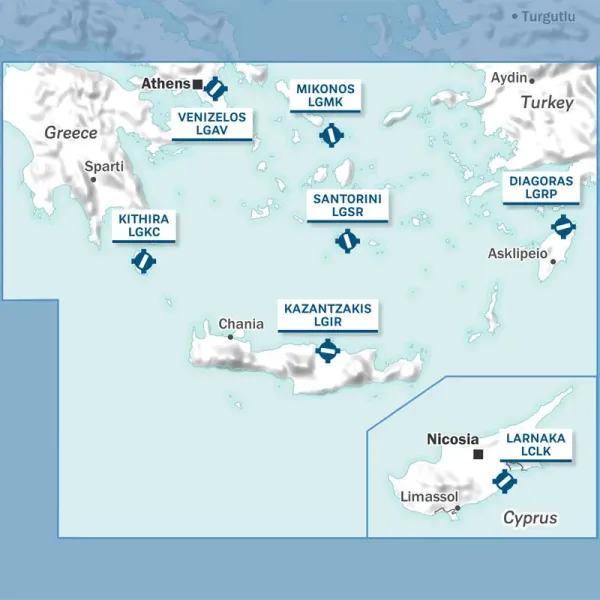 Carte ouverte VFR AIRMILLION Sud de la Grèce 2026 Echelle de 1 500000